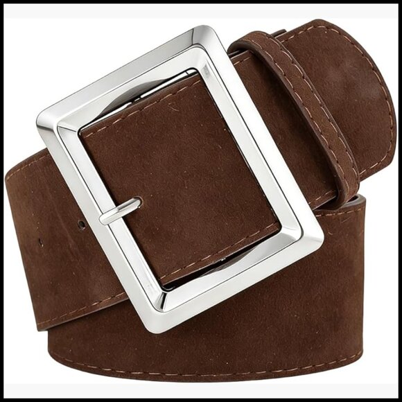 Wide Suede Leather Belt with Alloy Buckle for Dresses main image 6